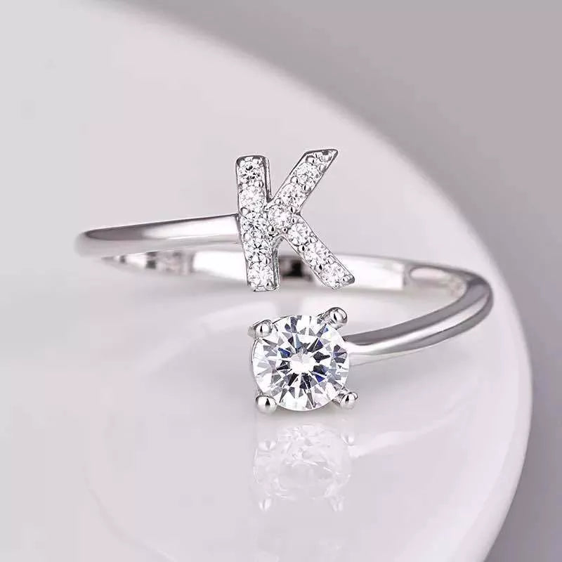 26 Letter Open Finger Rings A-Z Jewelry