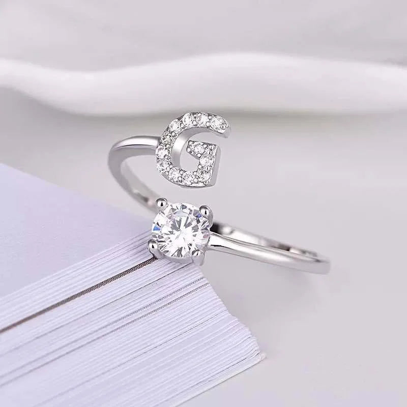 26 Letter Open Finger Rings A-Z Jewelry